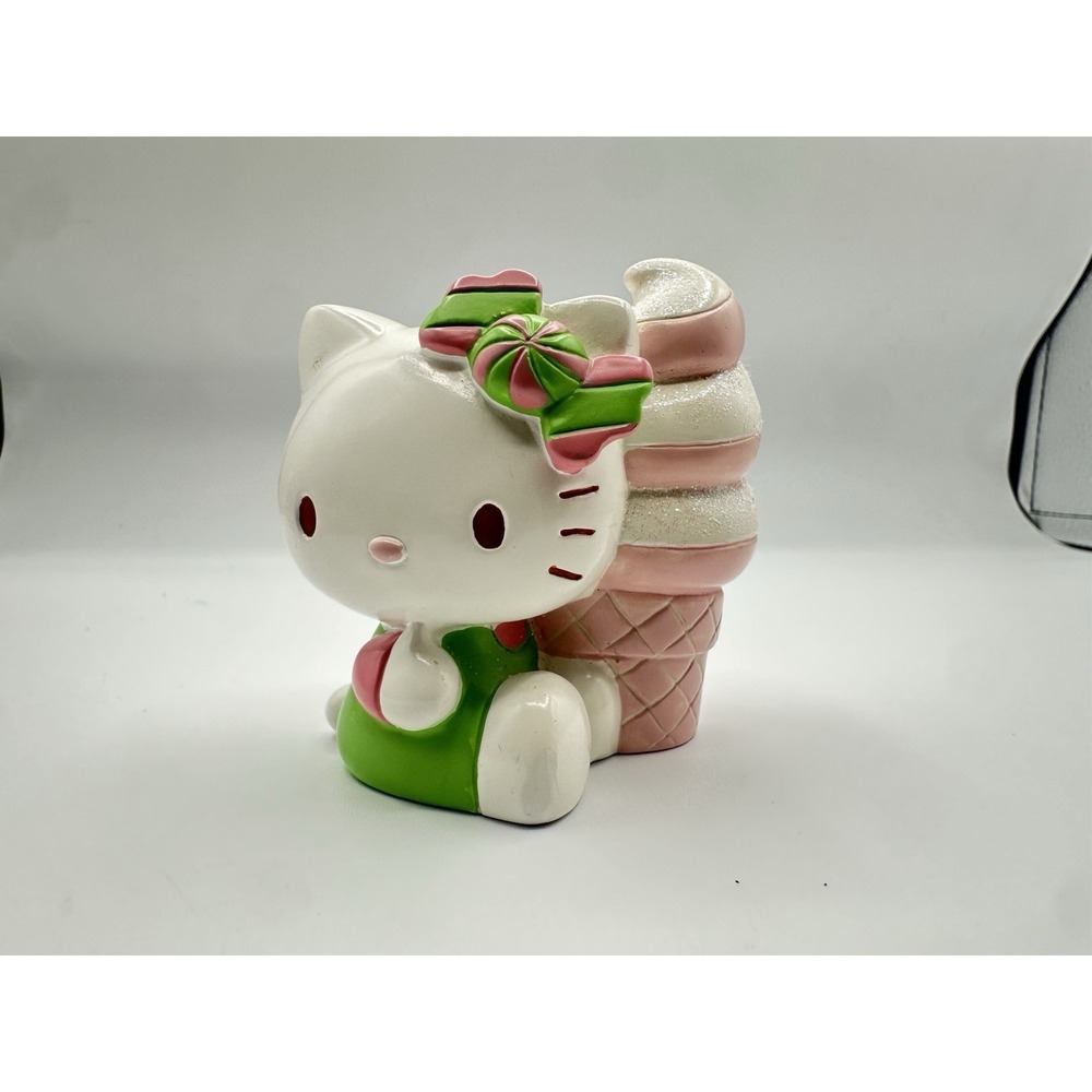 Sanrio Hello Kitty Ice Cream Ornament Pink Green Bow Cute Collectible Figure